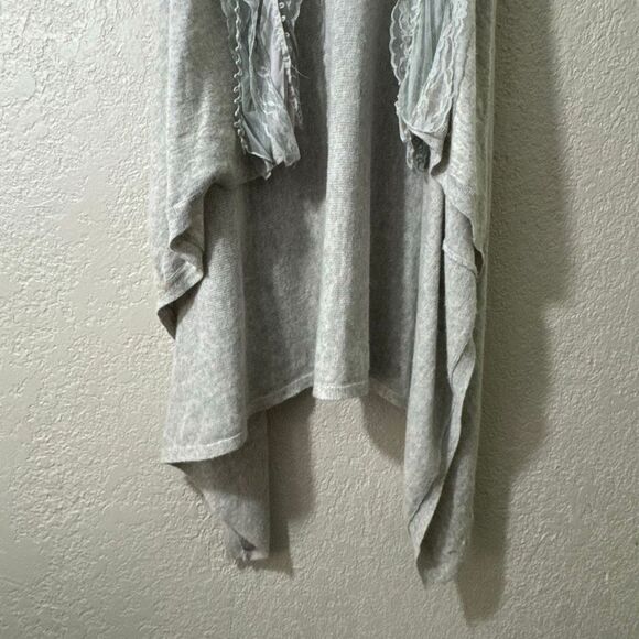 Vertigo Paris Women's Cardigan Size M Gray Tank Ruffled Open Front Angora Wool - Picture 4 of 10